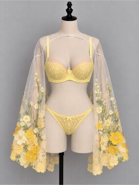 🍒3/33$ Victoria's Secret Lemon Yellow Lace Push-Up Bra